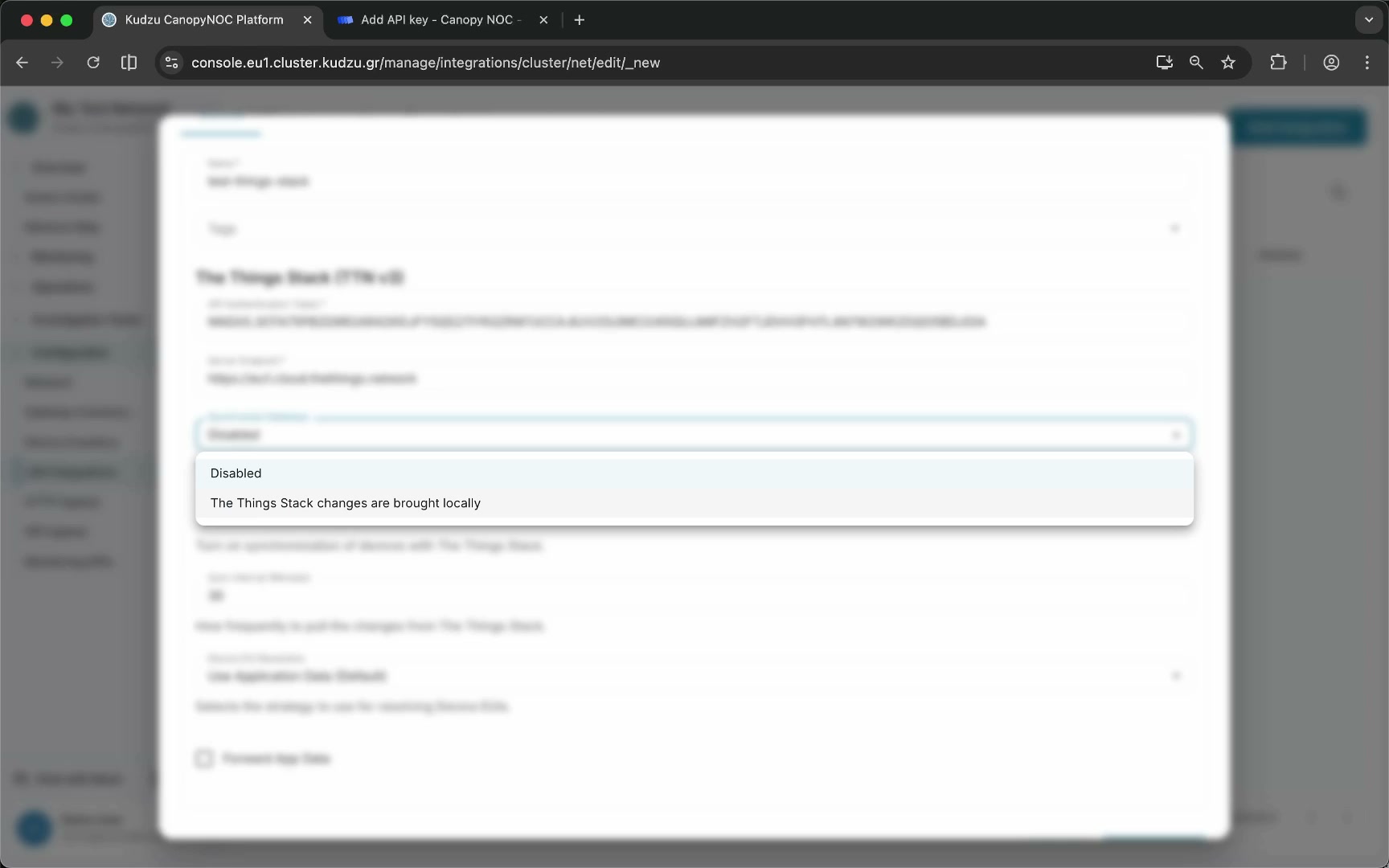 Paste the token and enable sync toggles