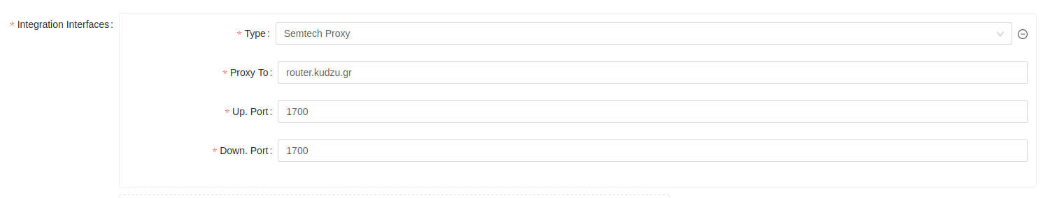 Semtech UDP Proxy integration settings