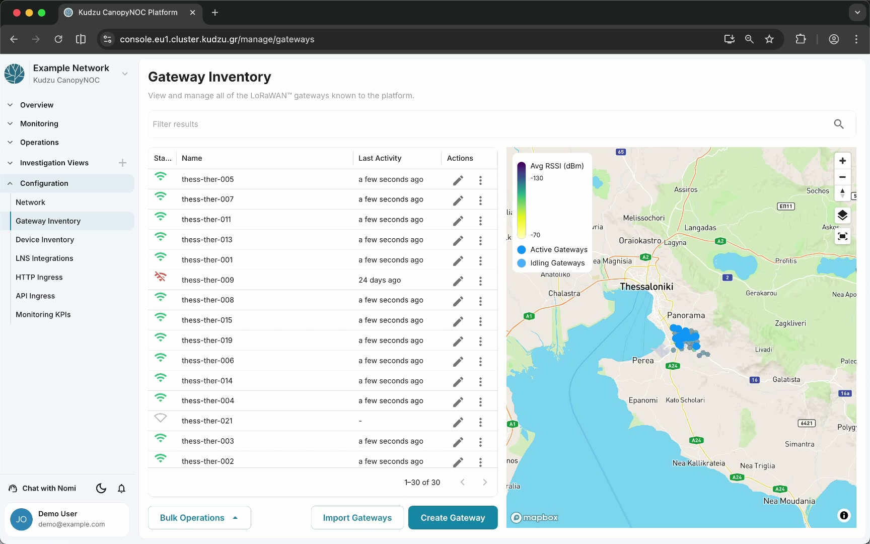 Gateway inventory list