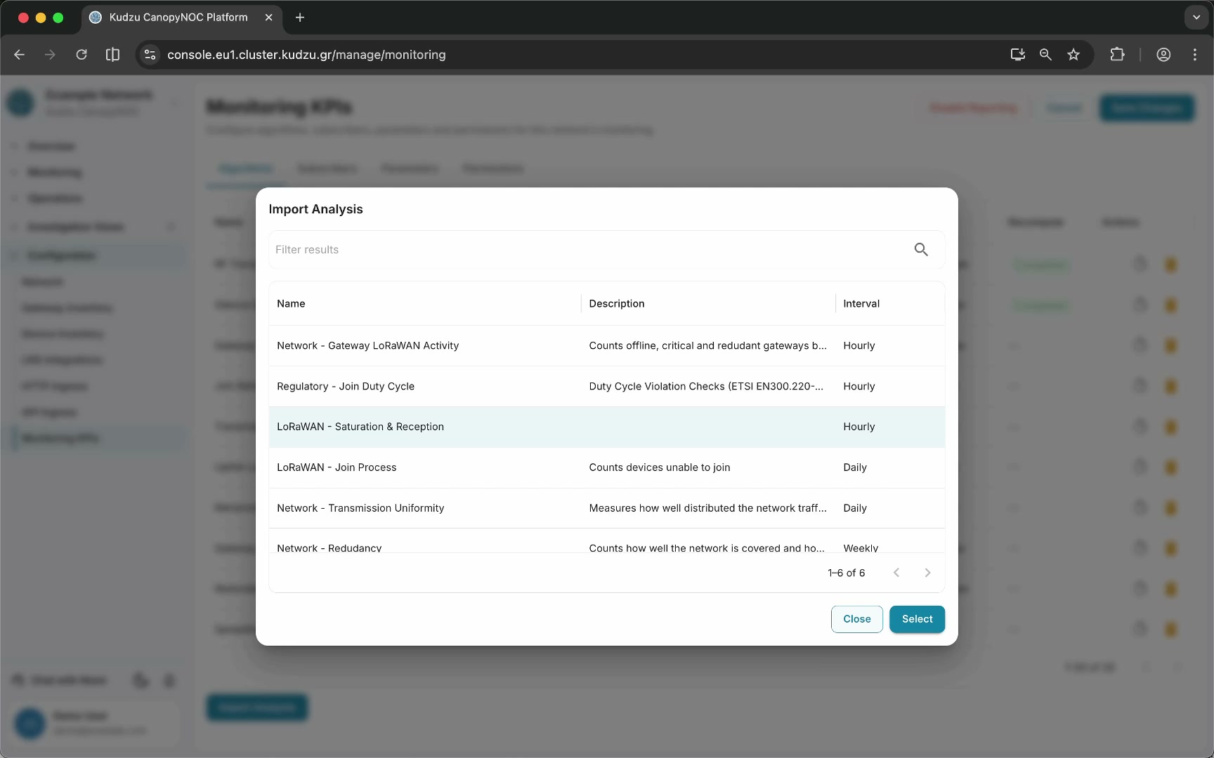 Import analysis dialog
