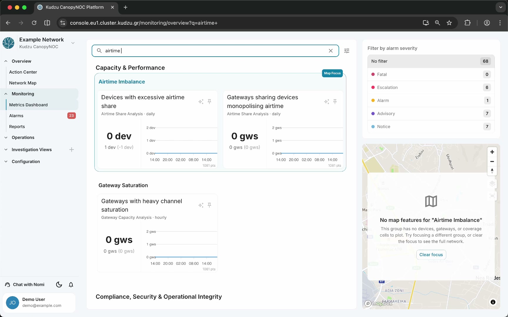 Search bar filtering metrics