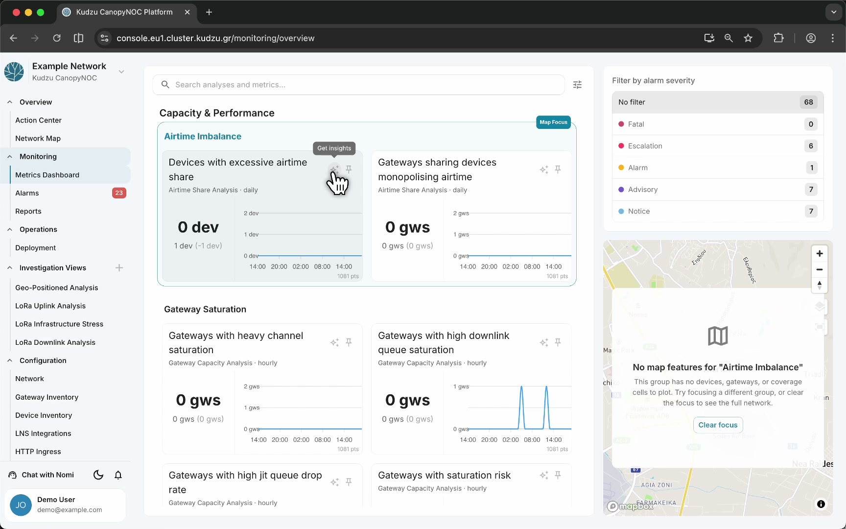 Get Insights sparkle button on a metric card