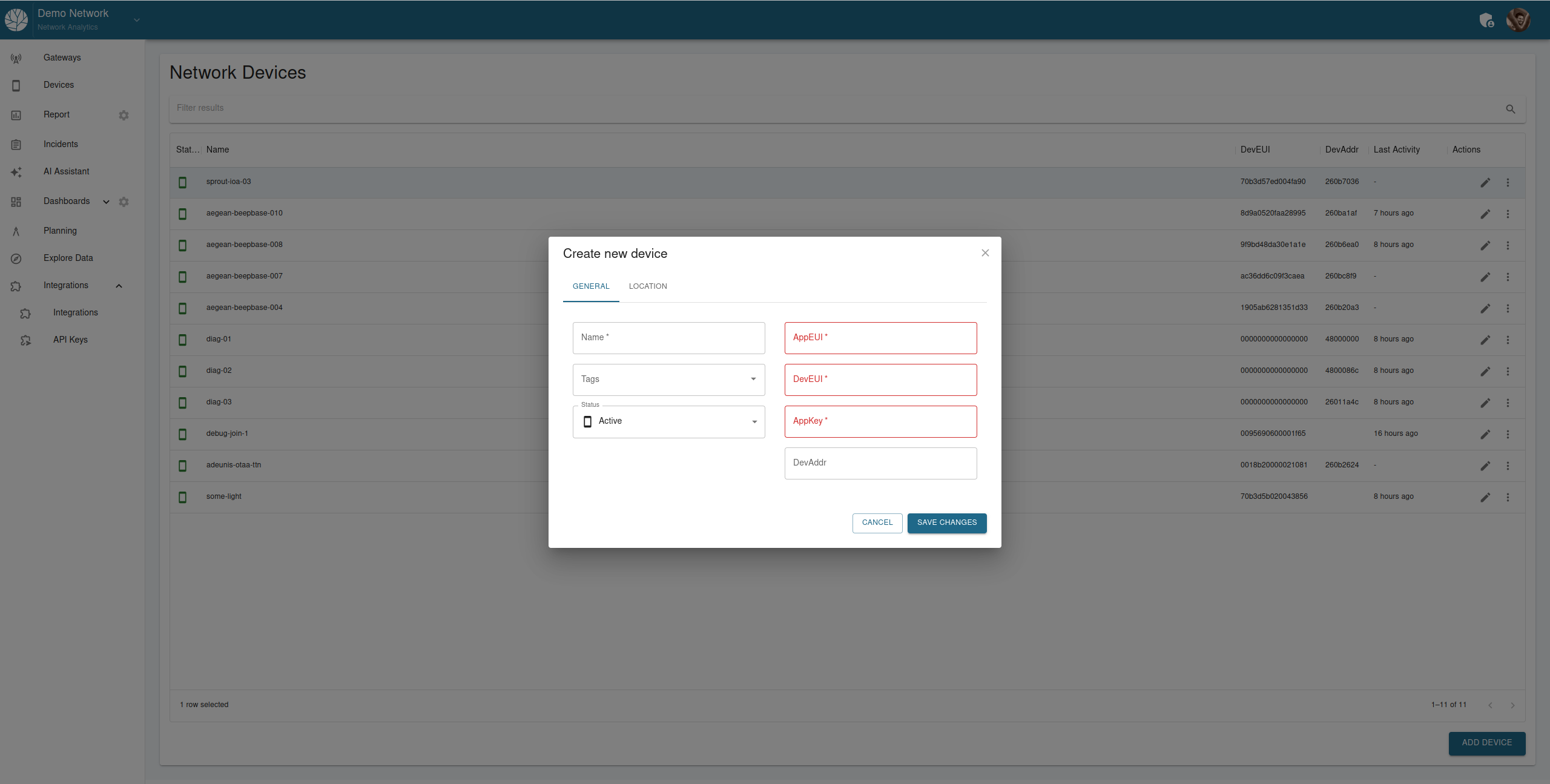Create a New Device General Configuration