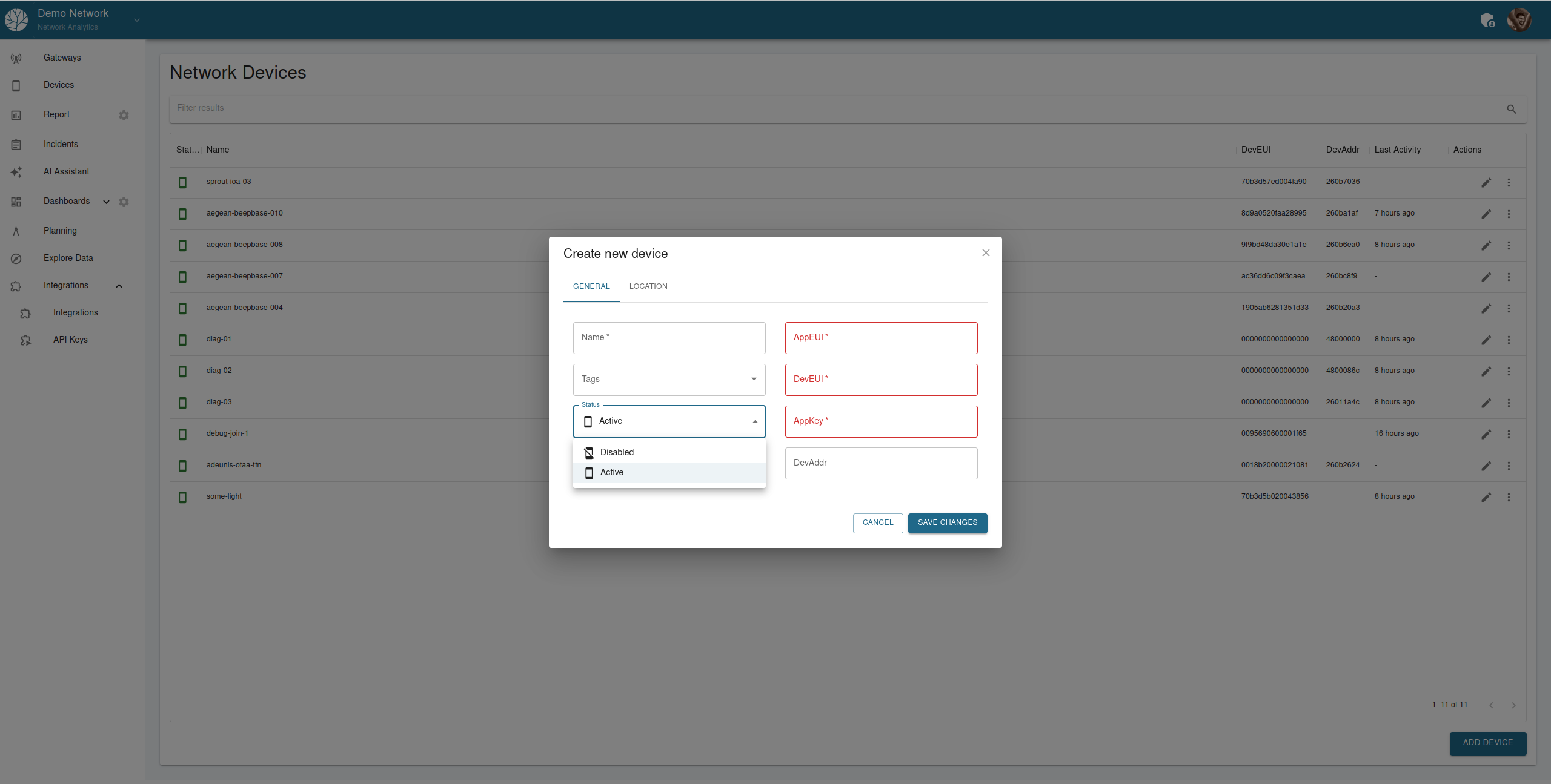 Status Menu