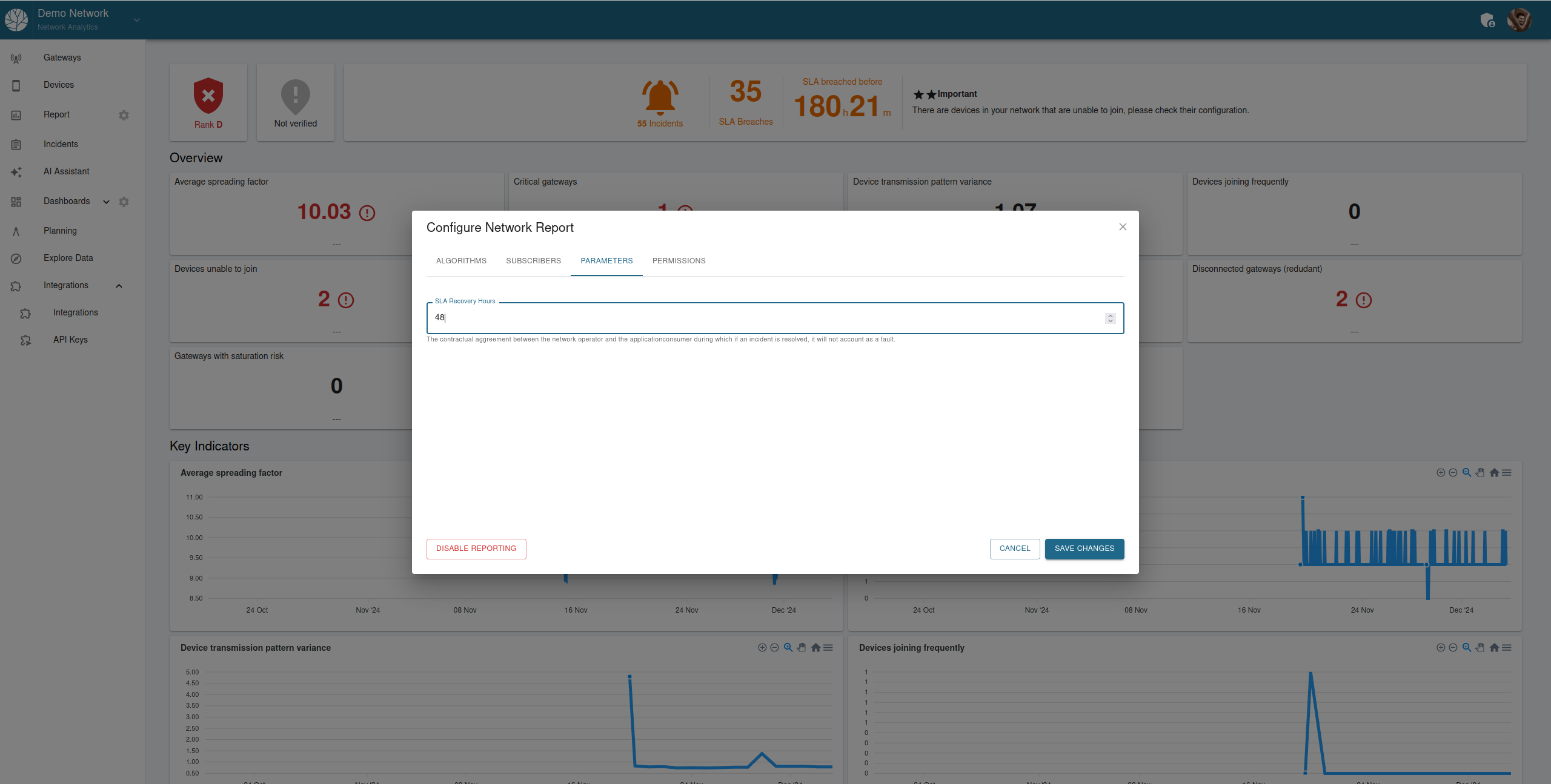 Report Parameters Tab