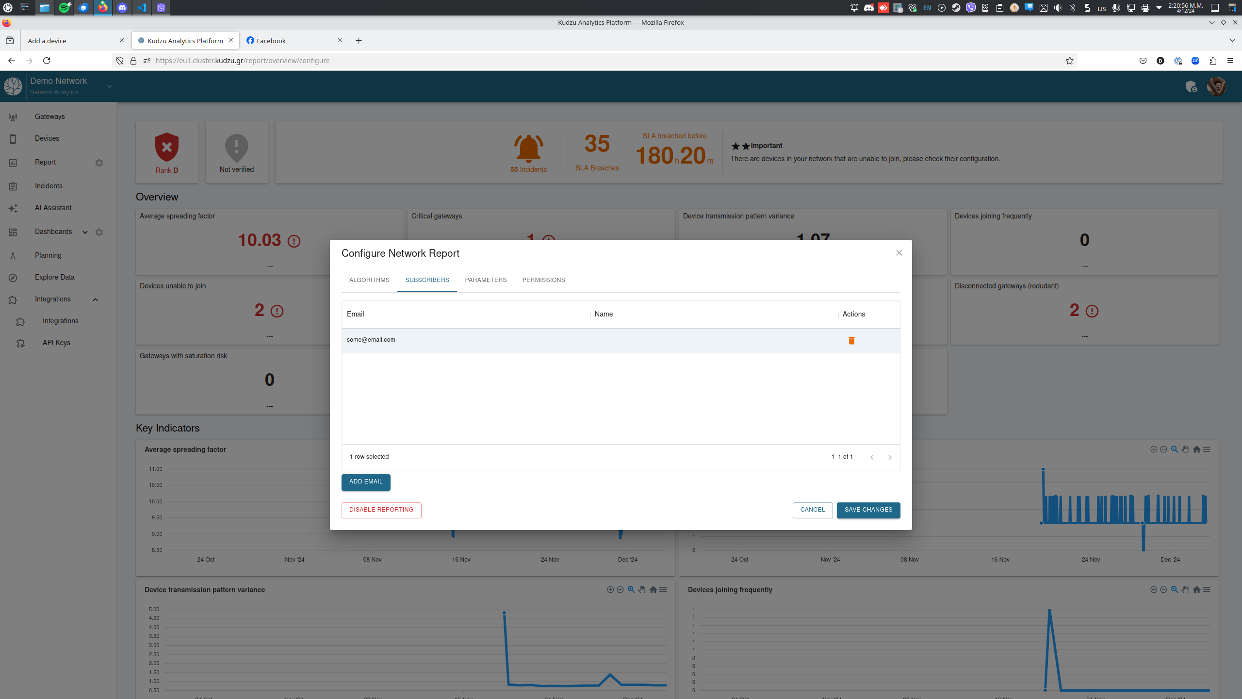 Report Subscribers Tab