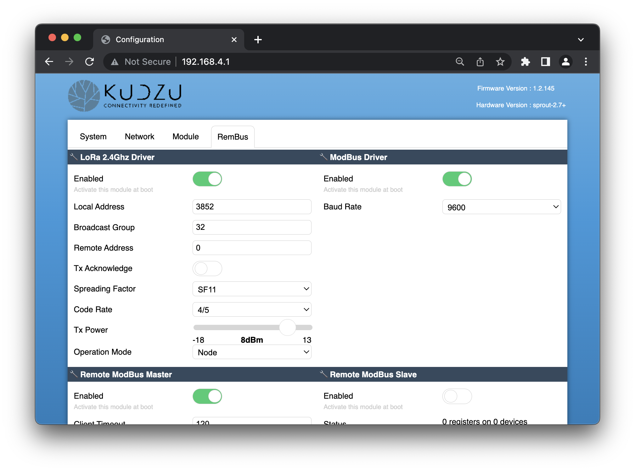 RemBus Config Page